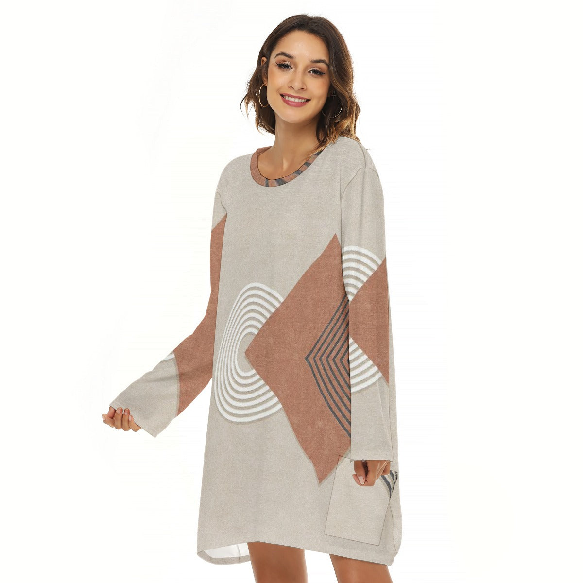 All-Over Print  Women's Loose Crew Neck Dress