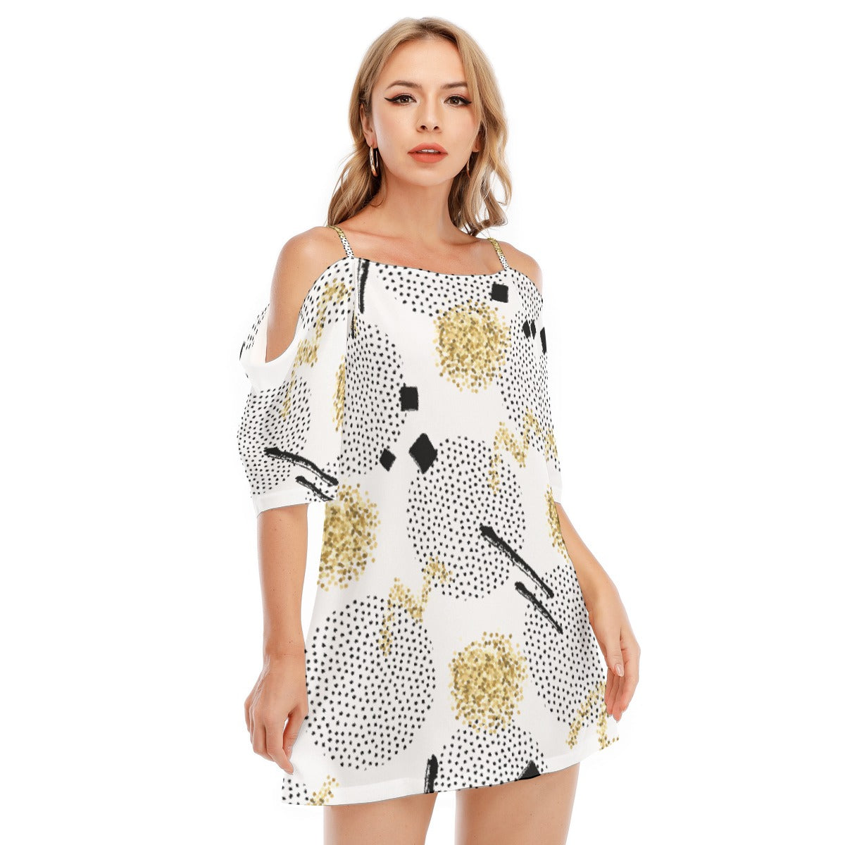 All-Over Print Women's Off-shoulder Cami Dress