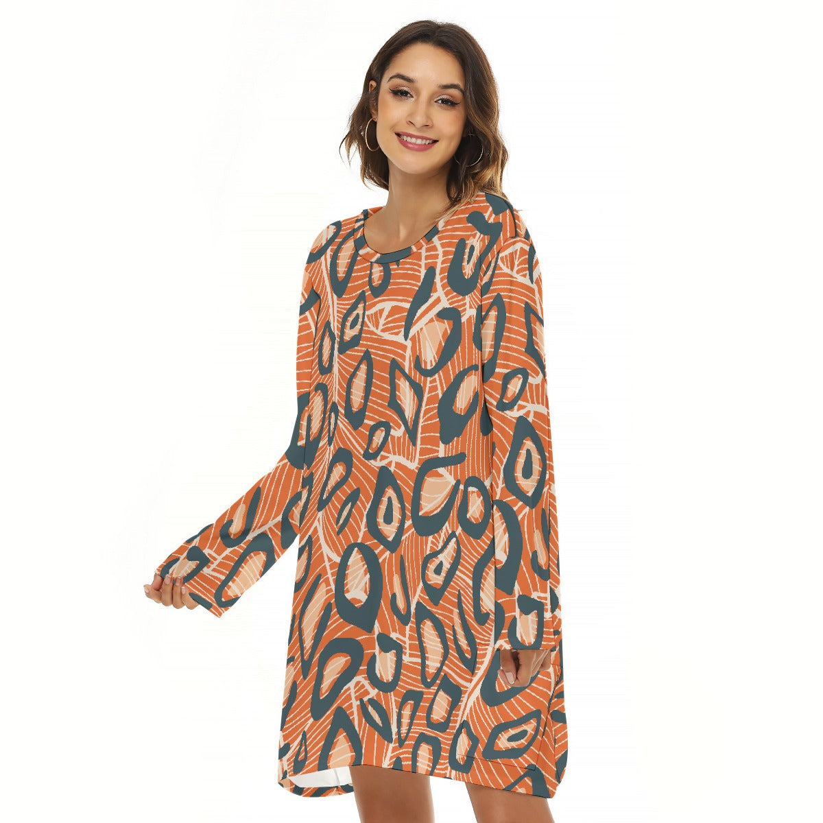 All-Over Print  Women's Loose Crew Neck Dress