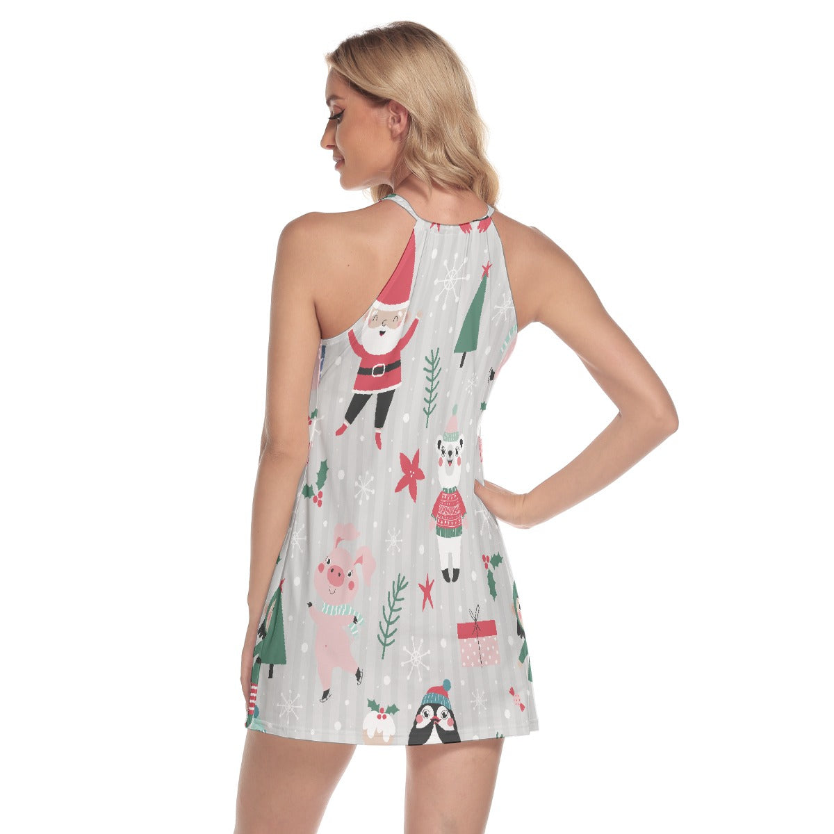 All-Over Print Women's Round Neck Above Knee Dress