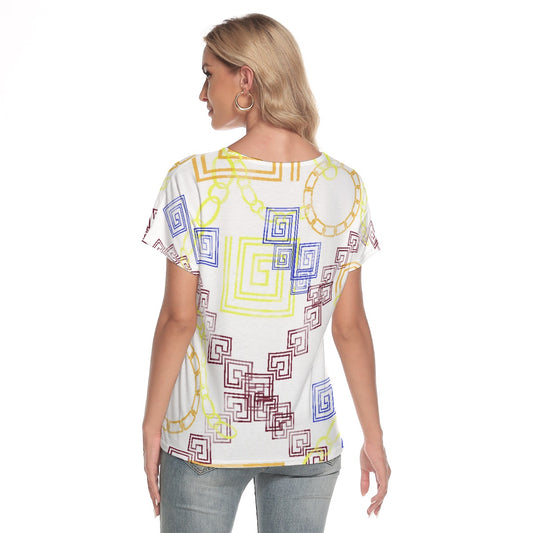 All-Over Print Women's Loose V-neck Short Sleeve T-shirt