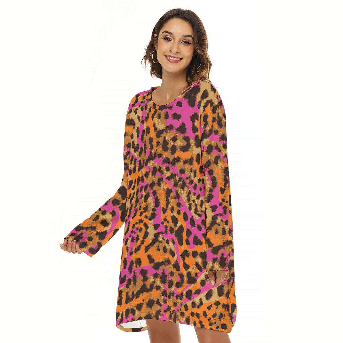 All-Over Print  Women's Loose Crew Neck Dress