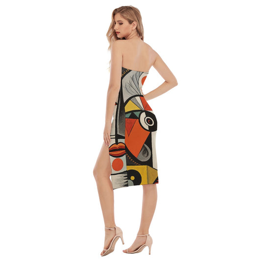 All-Over Print Women's Side Split Tube Top Dress