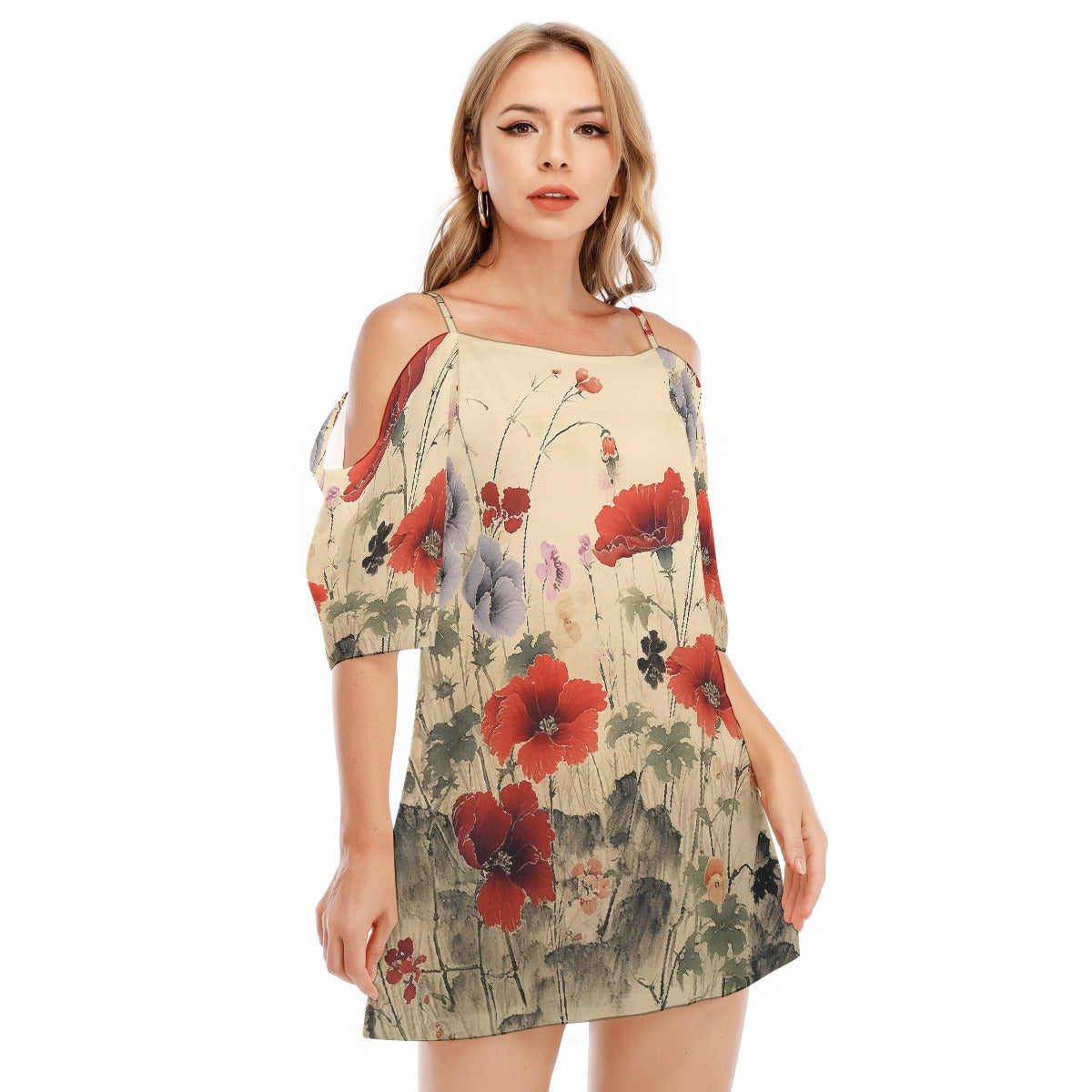 All-Over Print Women's Off-shoulder Cami Dress