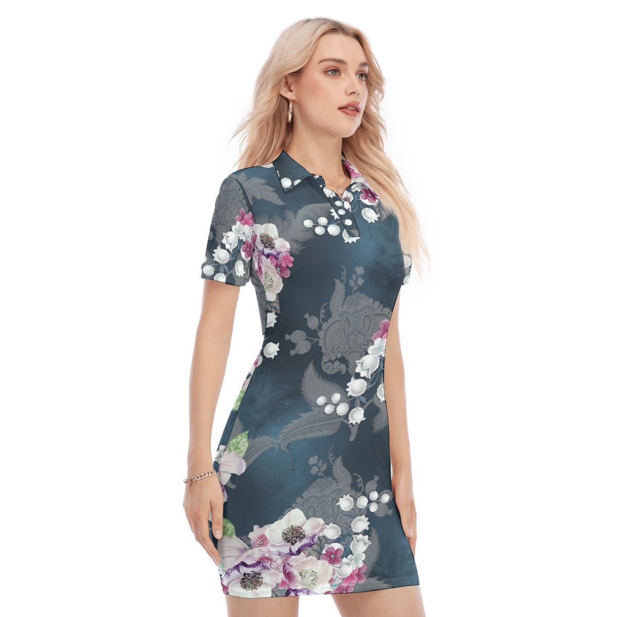 All-Over Print Women's Polo Collar Dress