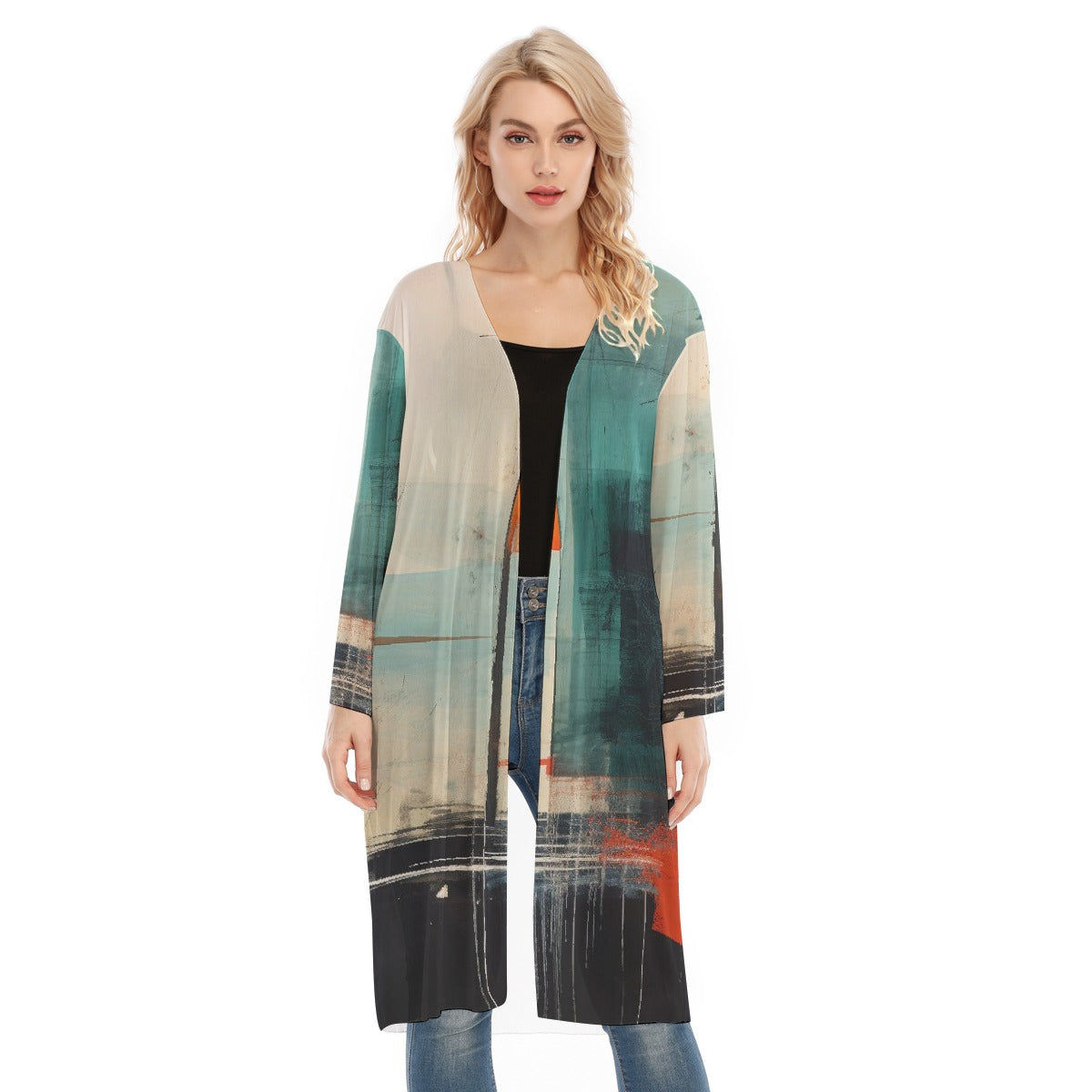 All- Over Print Women's Long Sleeve Mesh Cardigan