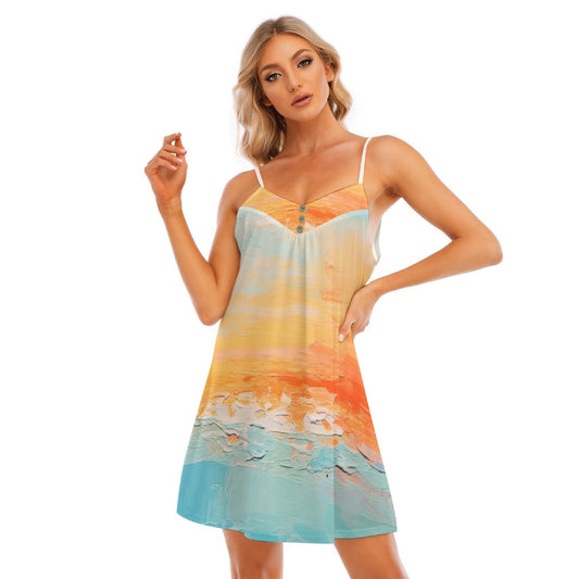 All-Over Print Women's V-neck Cami Dress