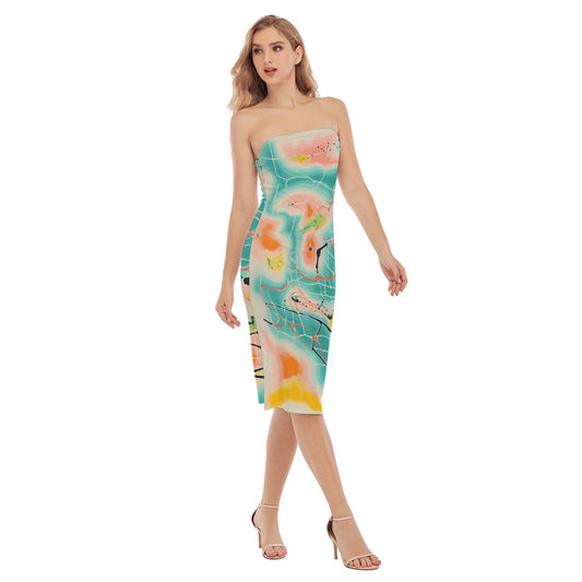 All-Over Print Women's Side Split Tube Top Dress