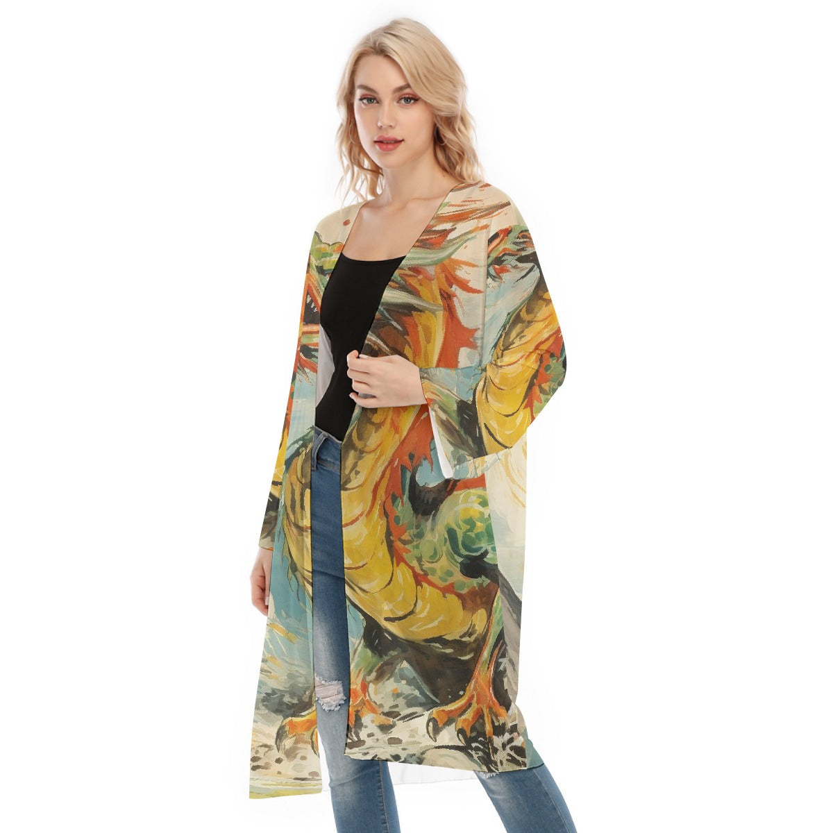 All- Over Print Women's Long Sleeve Mesh Cardigan