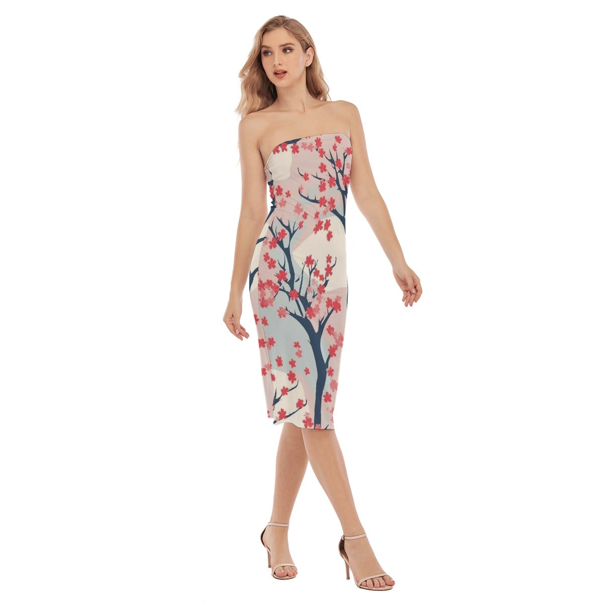 All-Over Print Women's Side Split Tube Top Dress