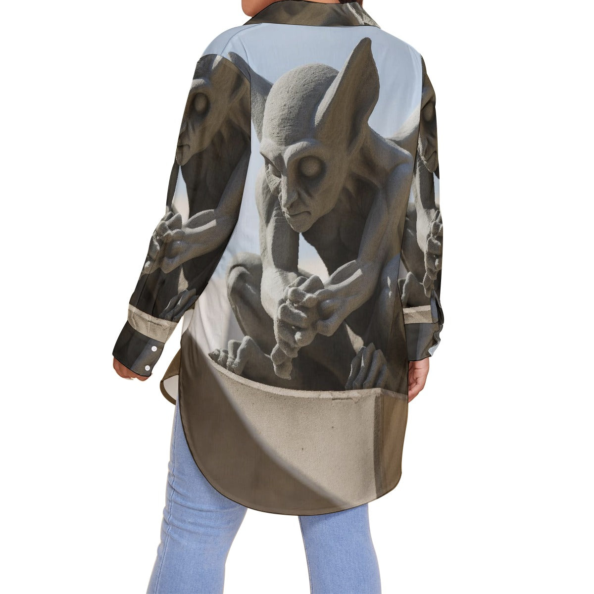 All-Over Print Women's Shirt With Long Sleeve(Plus Size)