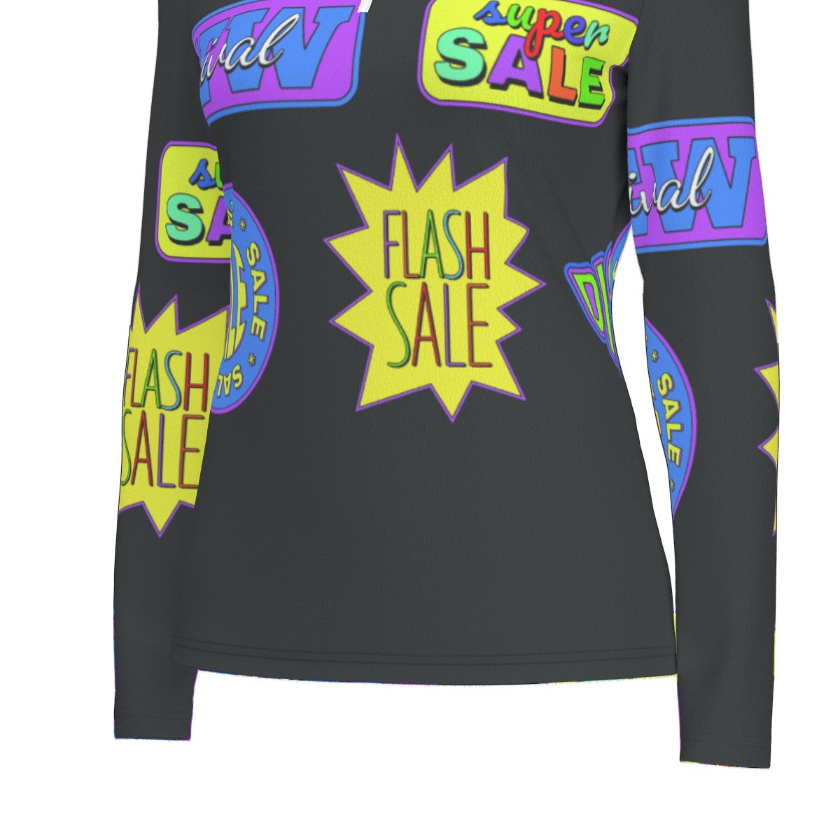 All-Over Print Women's Sports Collar Jersey With Long Sleeve