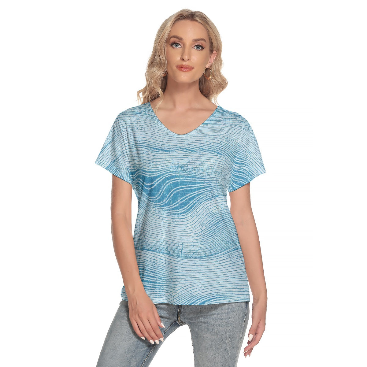 All-Over Print Women's Loose V-neck Short Sleeve T-shirt