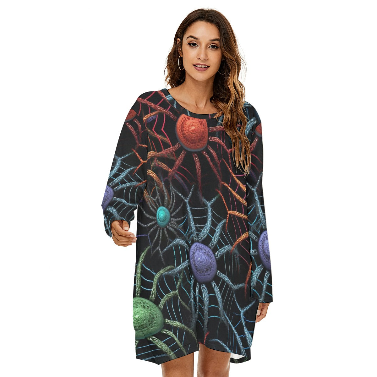 All-Over Print  Women's Loose Crew Neck Dress