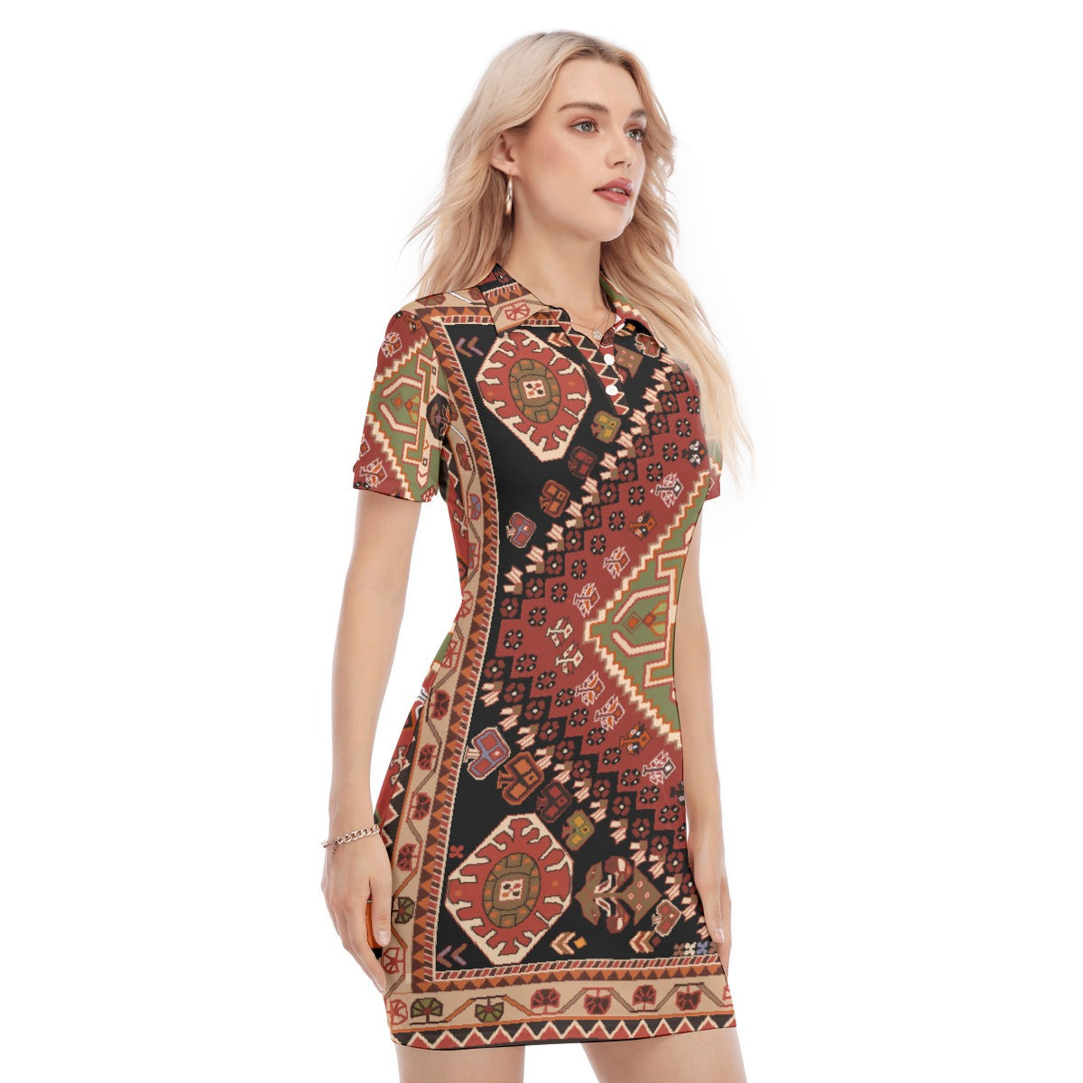 All-Over Print Women's Polo Collar Dress