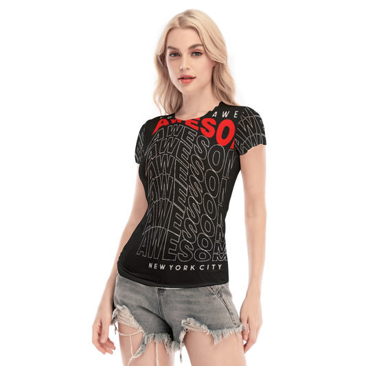 All-Over Print Women's Short Sleeve Mesh Blouse