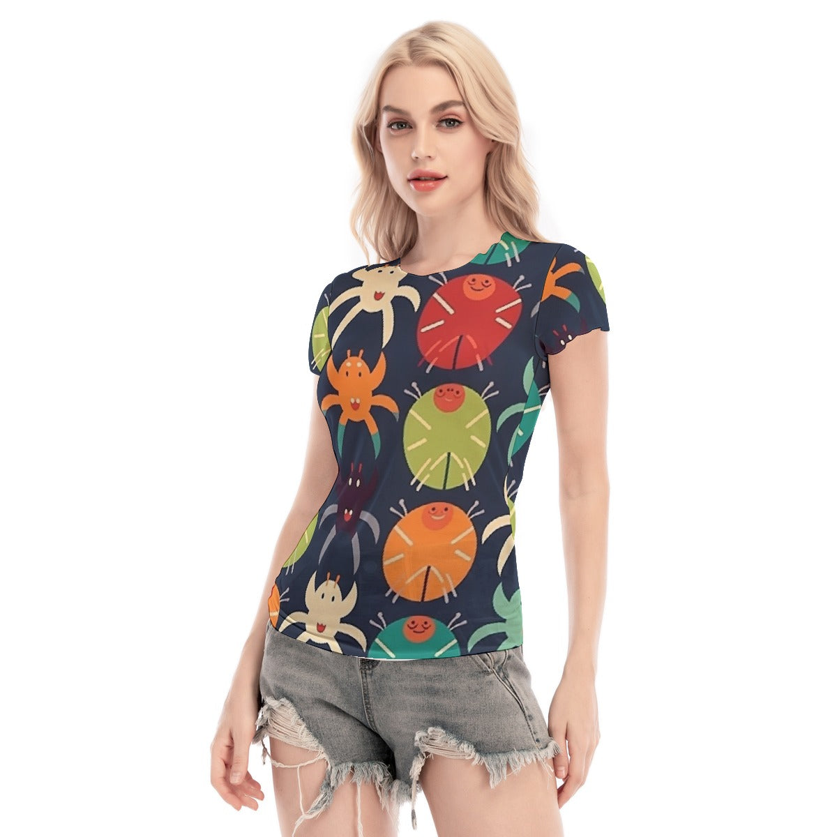 All-Over Print Women's Short Sleeve Mesh Blouse