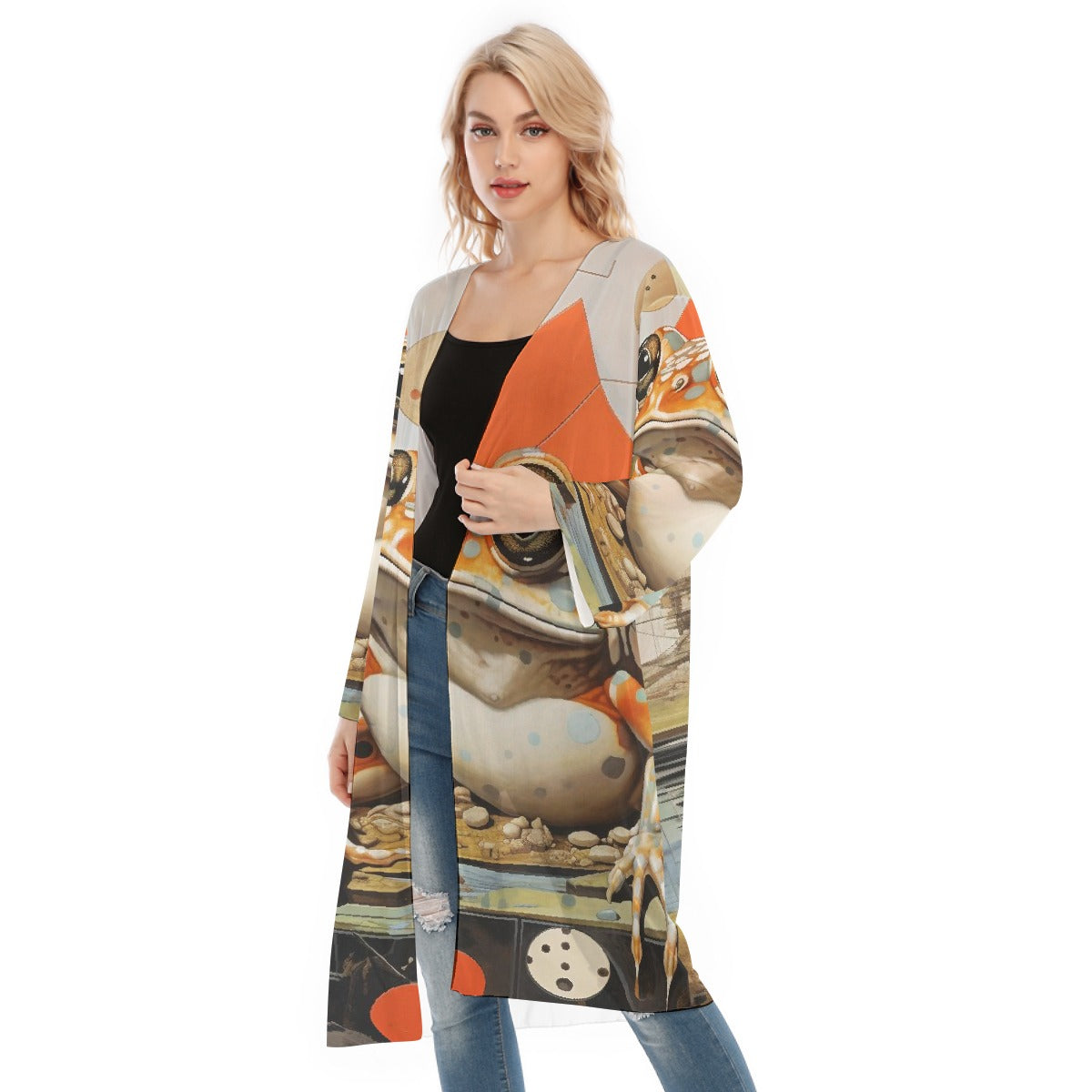 All- Over Print Women's Long Sleeve Mesh Cardigan