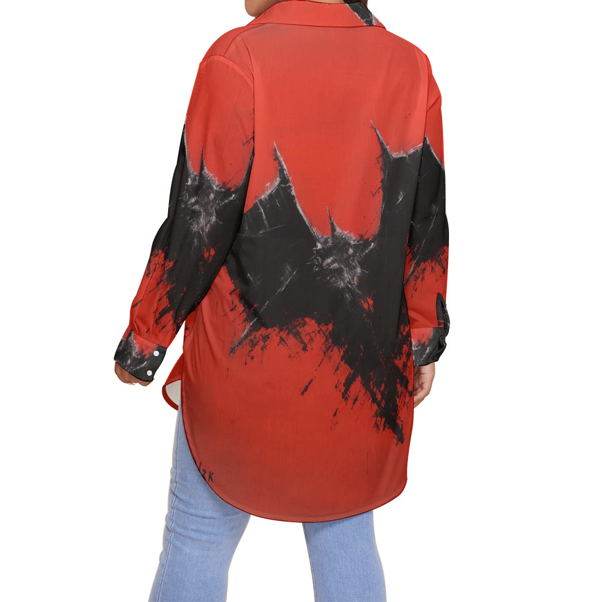 All-Over Print Women's Shirt With Long Sleeve(Plus Size)