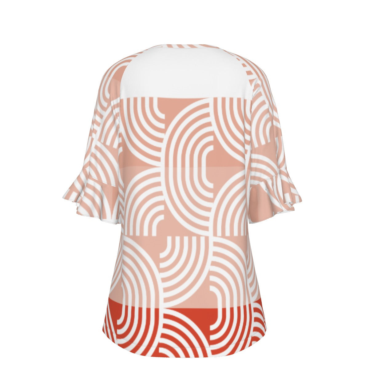 All-Over Print V-neck Women's T-shirt With Bell Sleeve