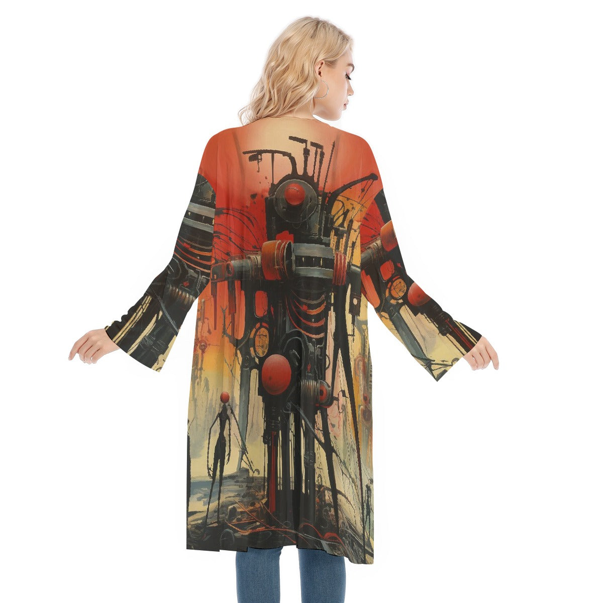 All- Over Print Women's Long Sleeve Mesh Cardigan