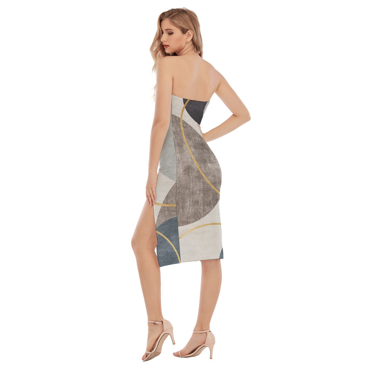 All-Over Print Women's Side Split Tube Top Dress