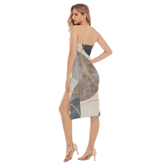 All-Over Print Women's Side Split Tube Top Dress