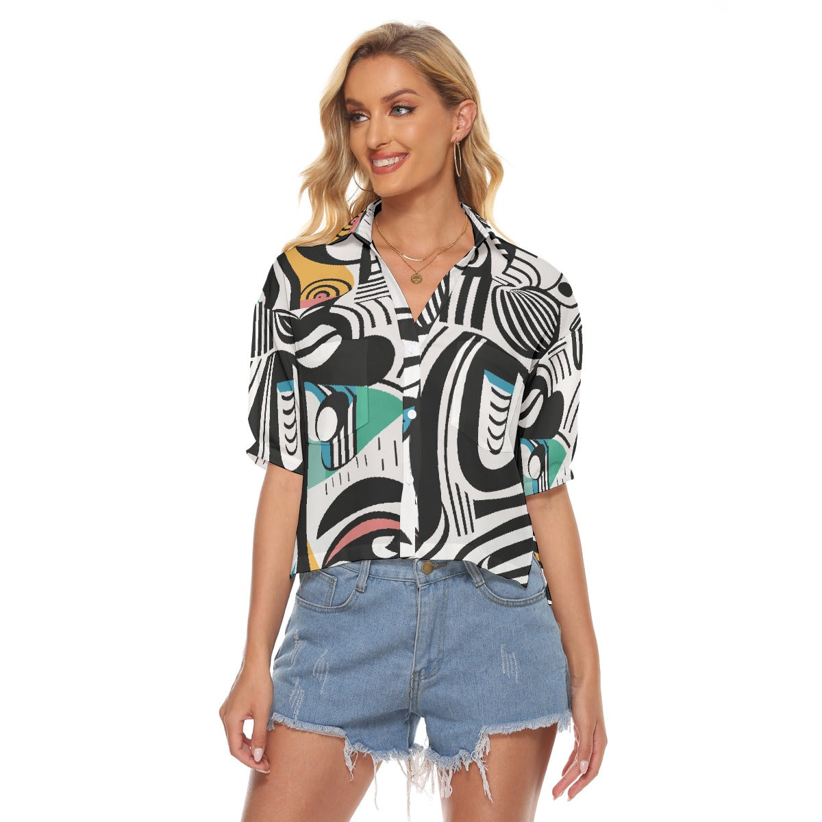 All-Over Print Women's V-neck Shirts