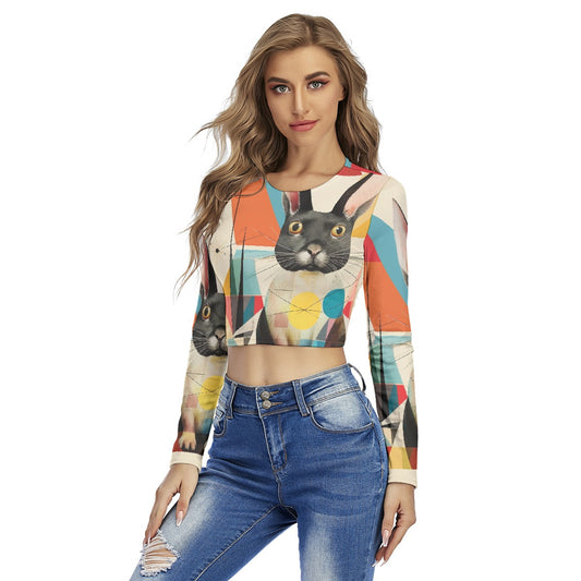 All-Over Print Women's Round Neck Crop Top T-Shirt