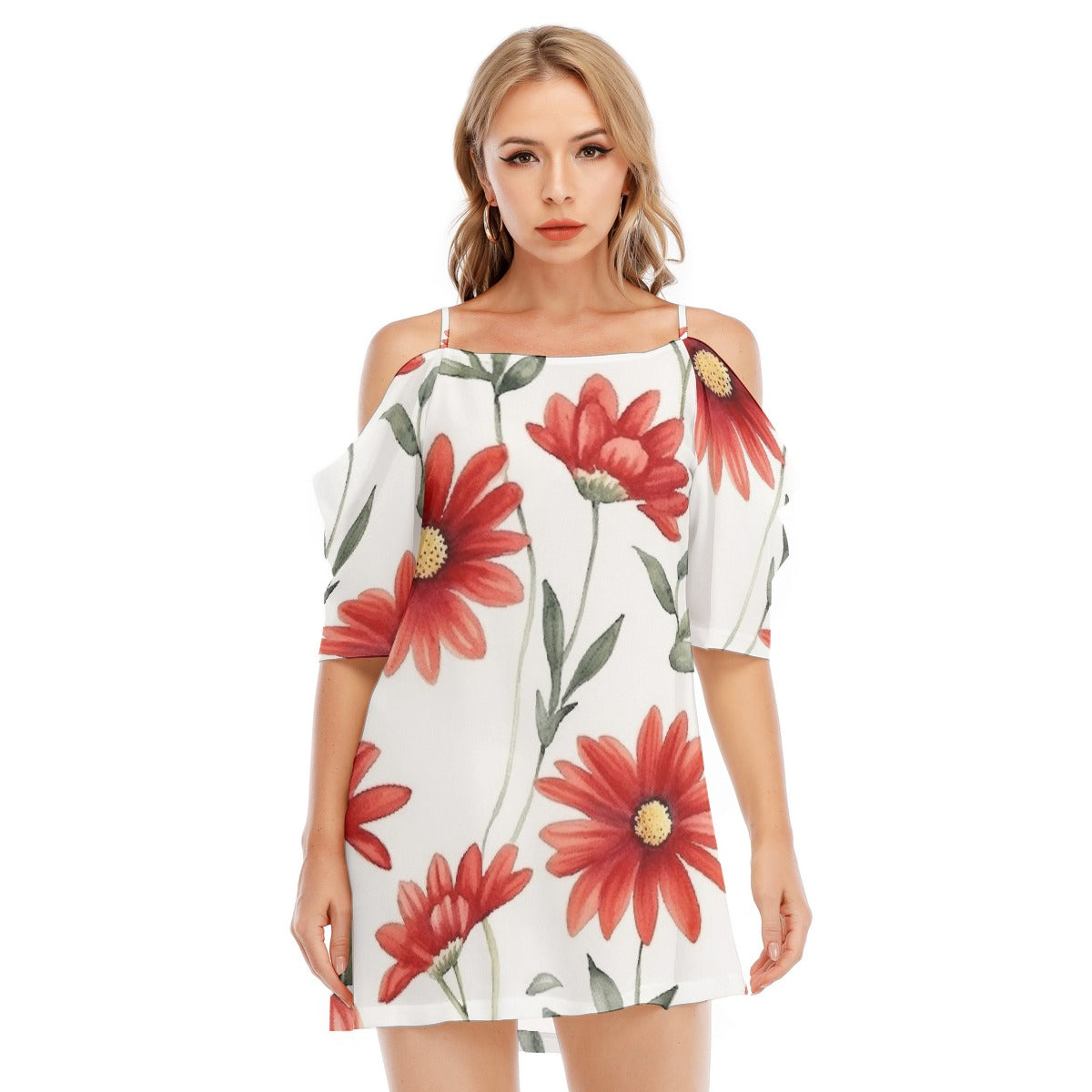 All-Over Print Women's Off-shoulder Cami Dress