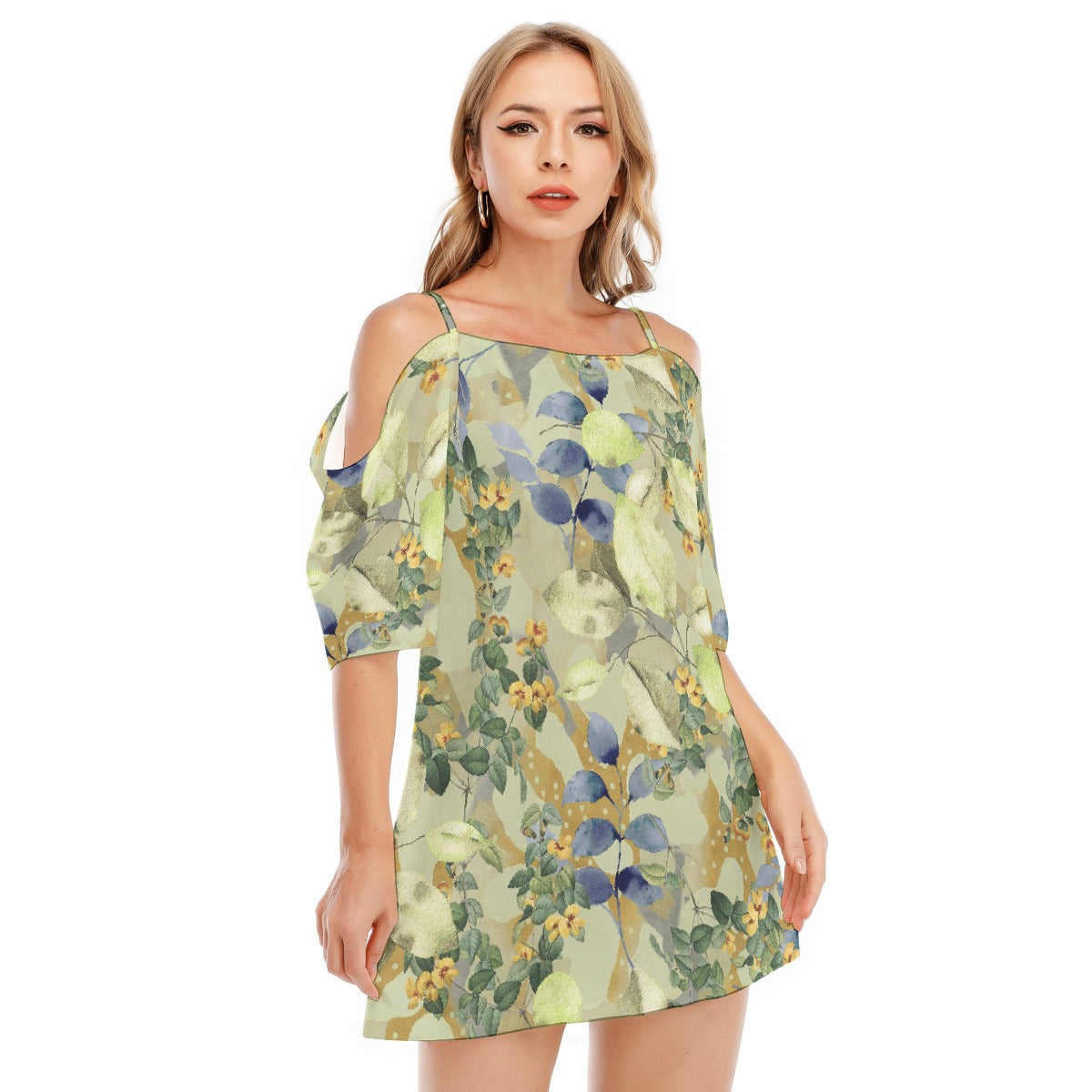 All-Over Print Women's Off-shoulder Cami Dress