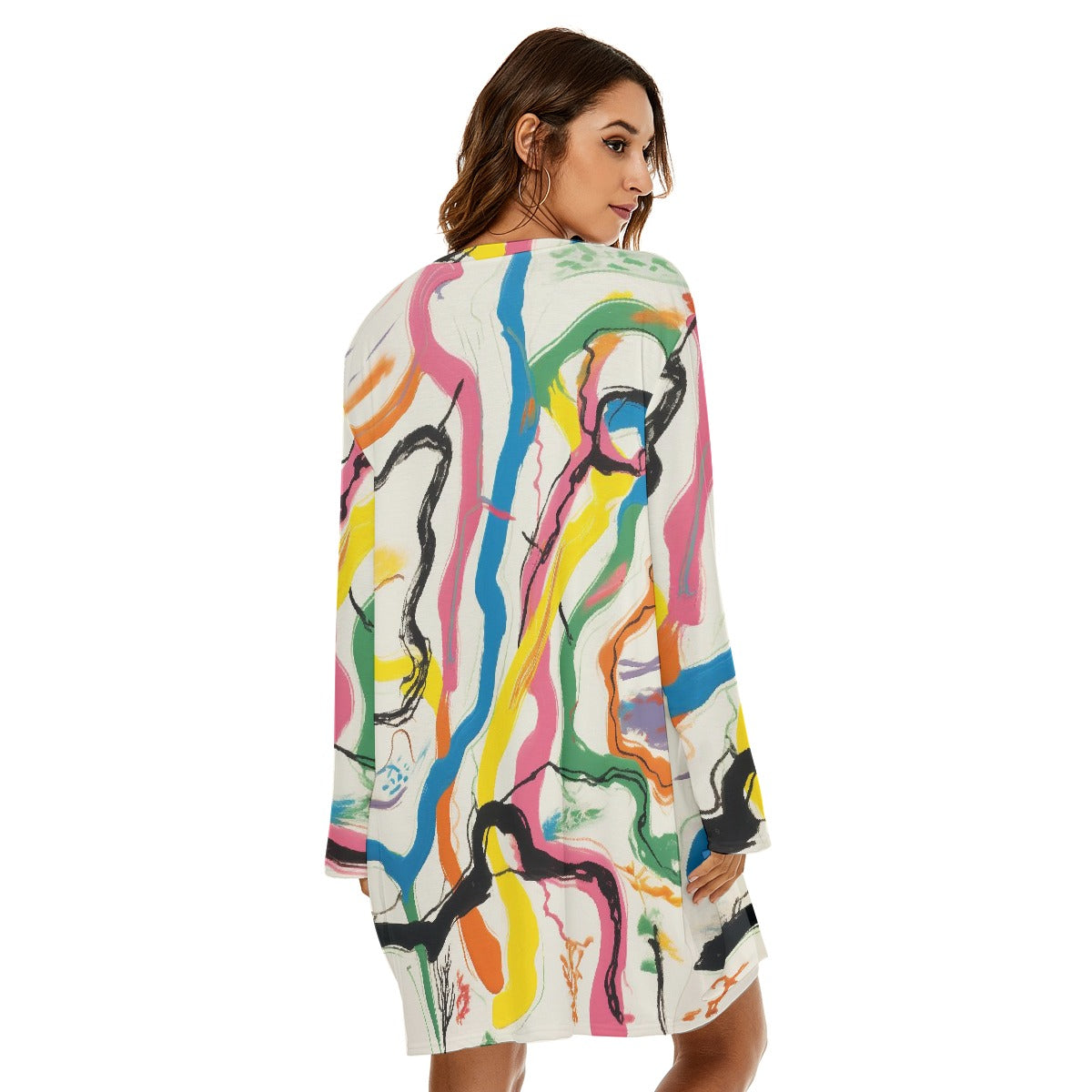 All-Over Print  Women's Loose Crew Neck Dress