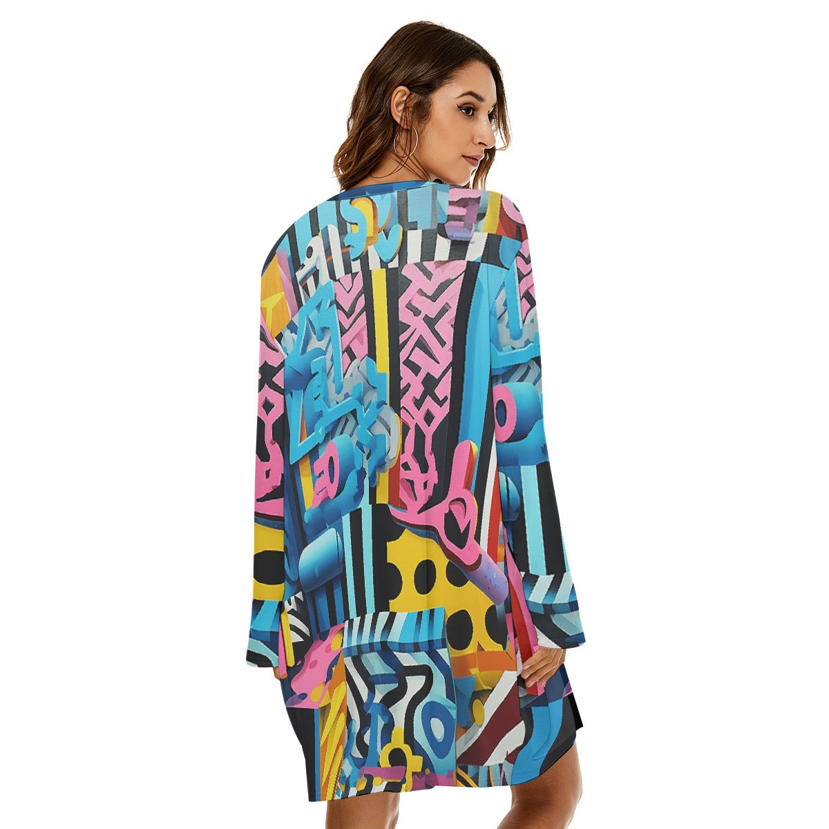 All-Over Print  Women's Loose Crew Neck Dress