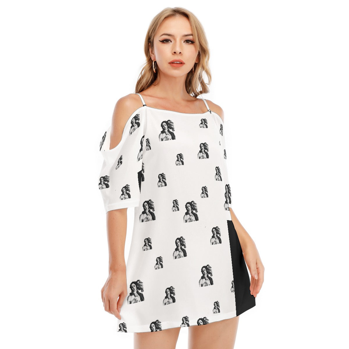 All-Over Print Women's Off-shoulder Cami Dress