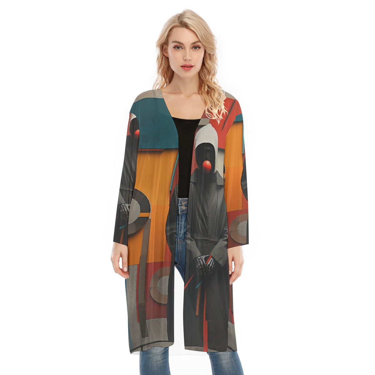 All- Over Print Women's Long Sleeve Mesh Cardigan