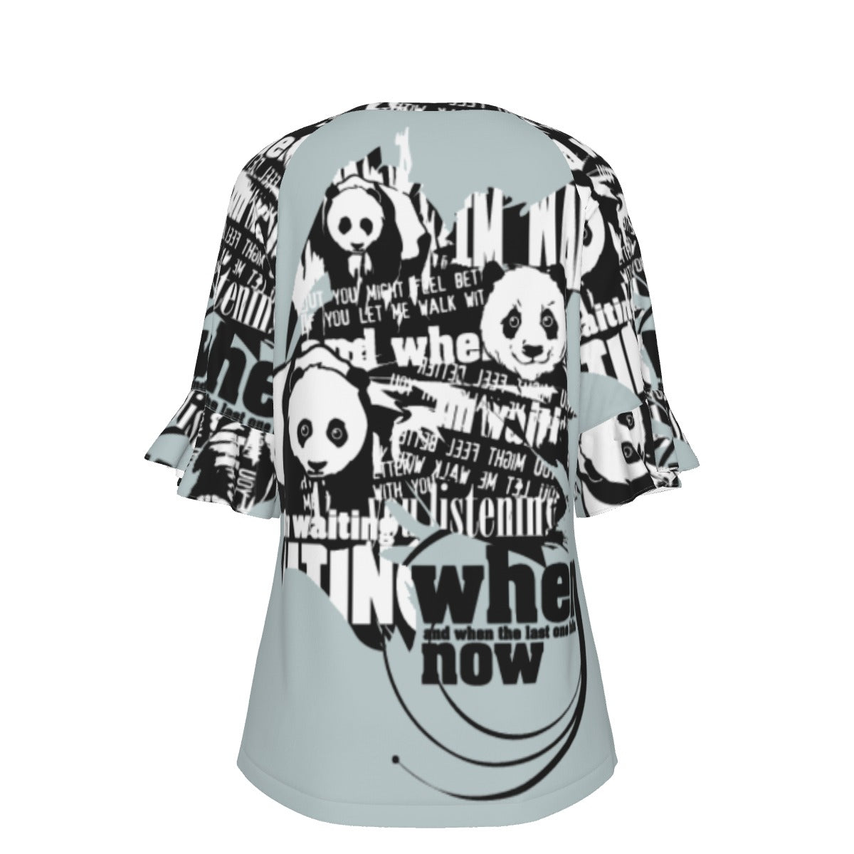 All-Over Print V-neck Women's T-shirt With Bell Sleeve