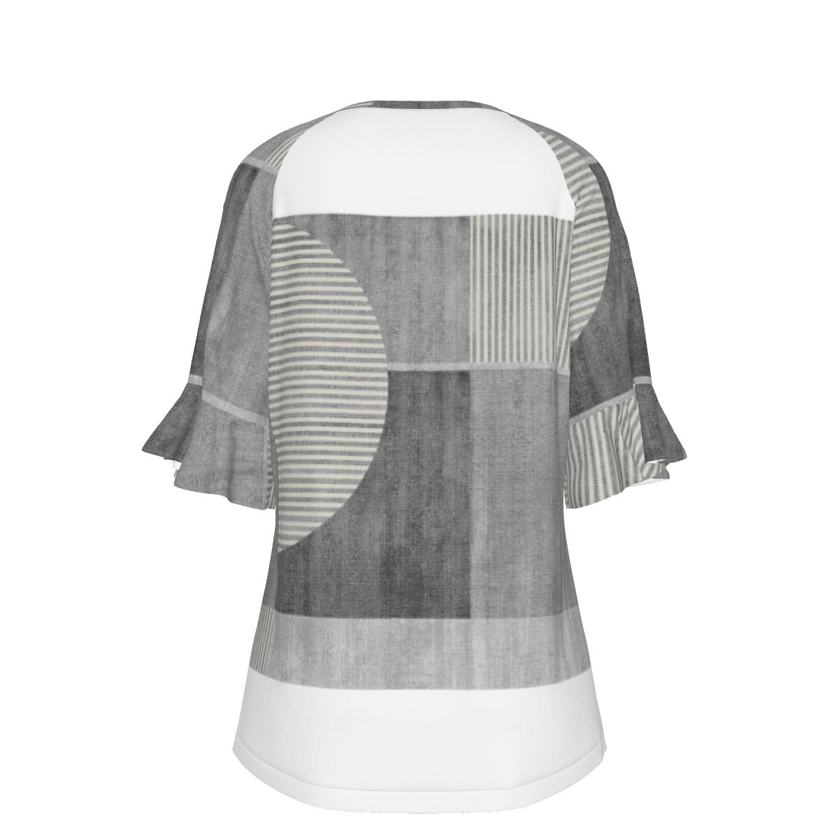 All-Over Print V-neck Women's T-shirt With Bell Sleeve