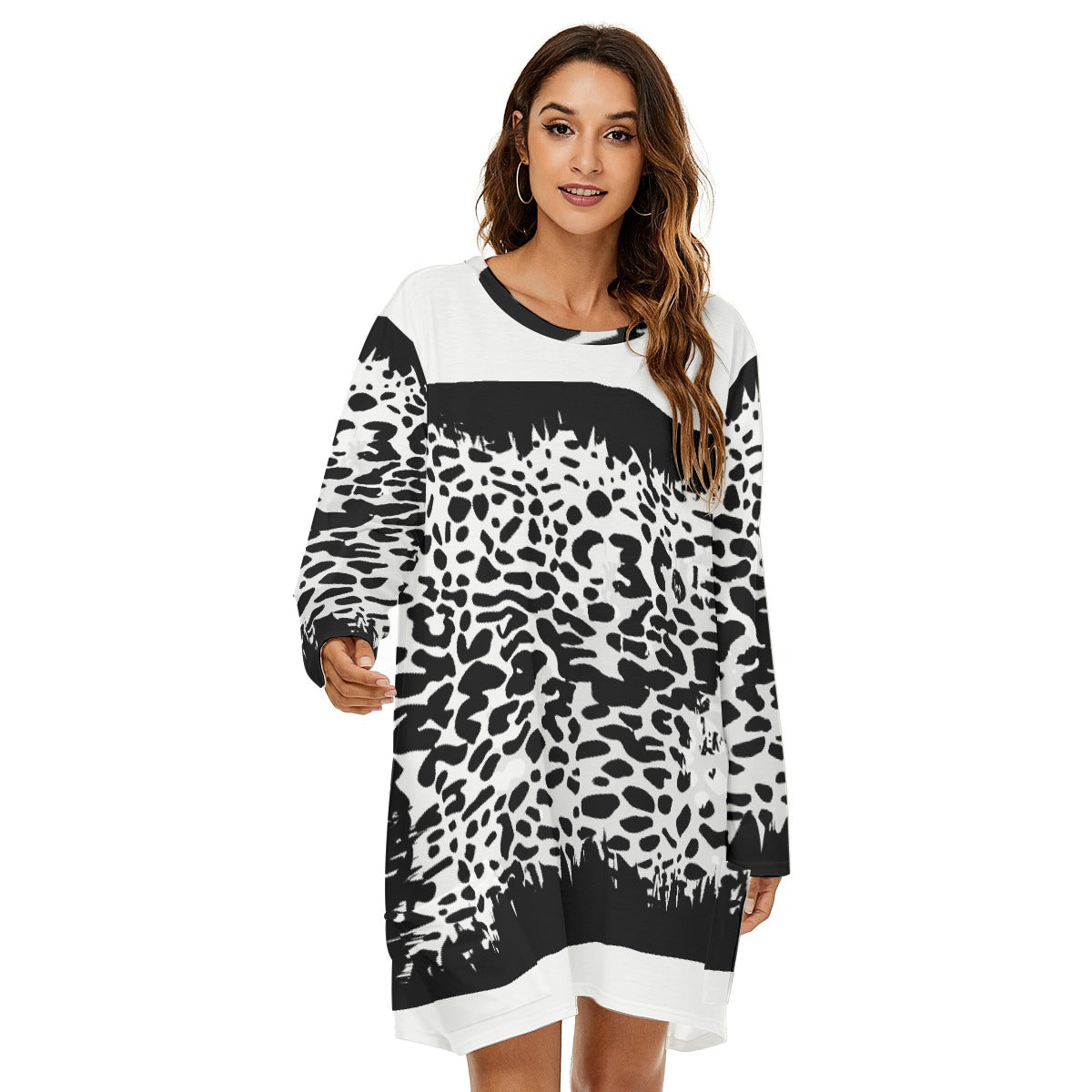 All-Over Print  Women's Loose Crew Neck Dress