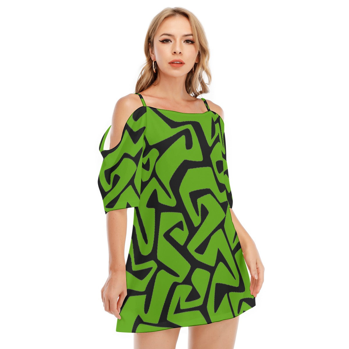 All-Over Print Women's Off-shoulder Cami Dress