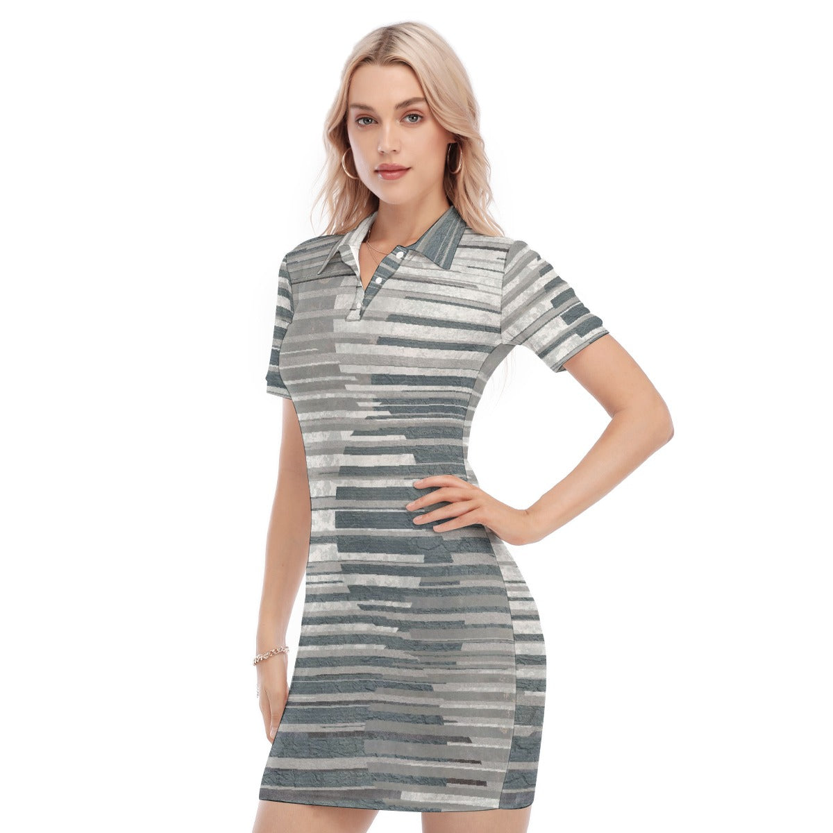 All-Over Print Women's Polo Collar Dress