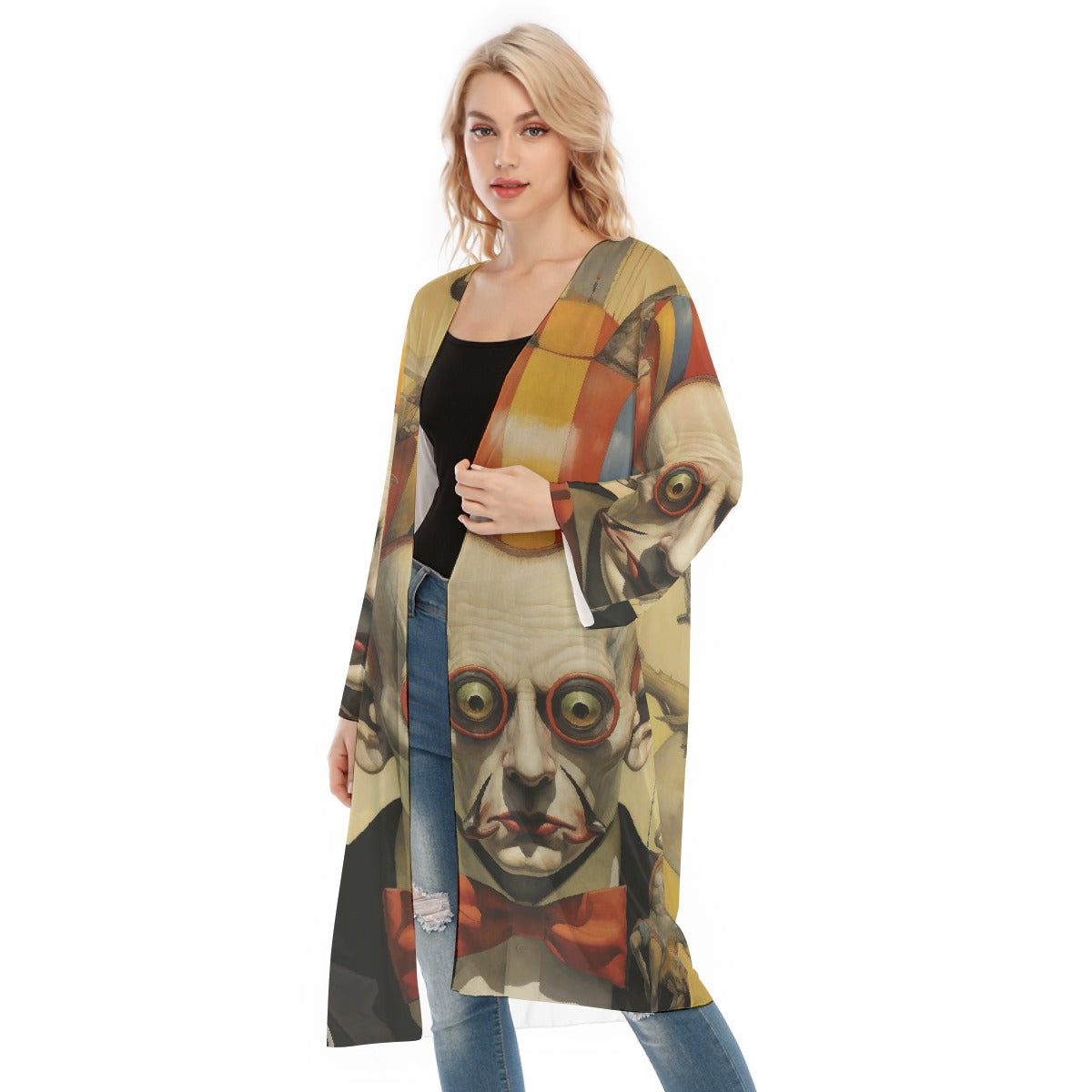 All- Over Print Women's Long Sleeve Mesh Cardigan