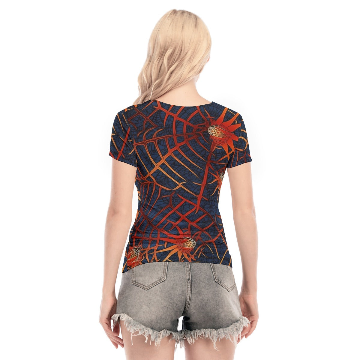 All-Over Print Women's Short Sleeve Mesh Blouse