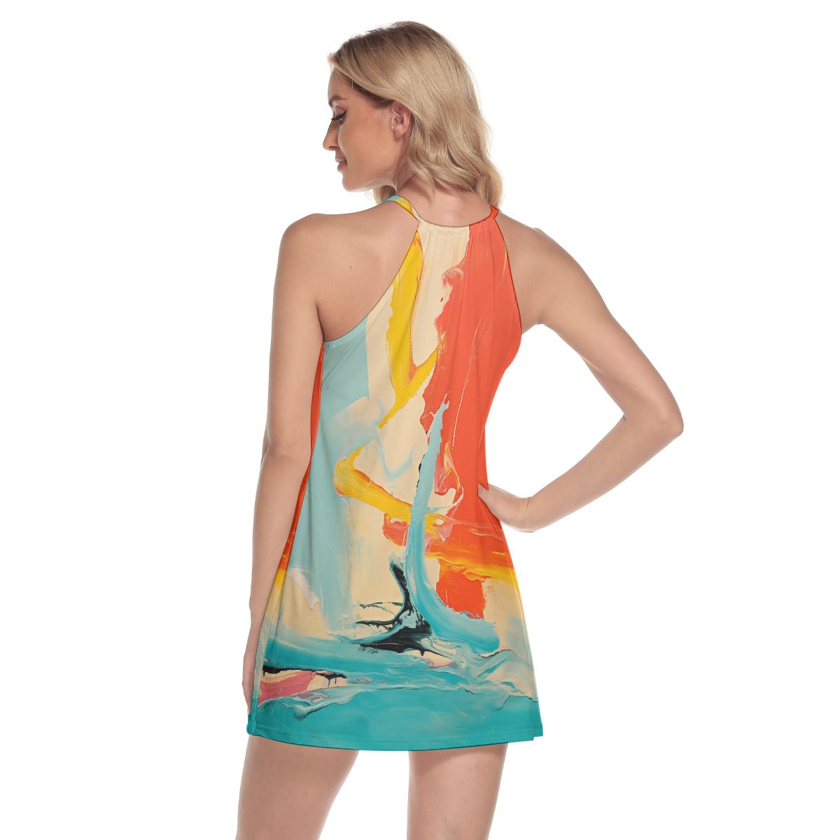 All-Over Print Women's Round Neck Above Knee Dress