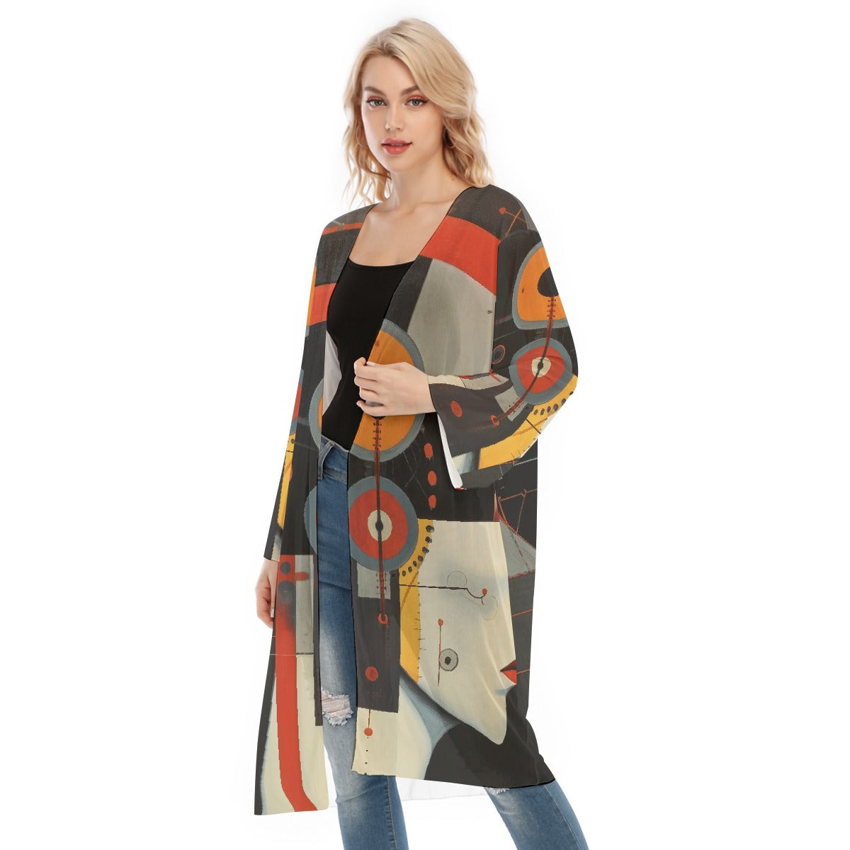 All- Over Print Women's Long Sleeve Mesh Cardigan