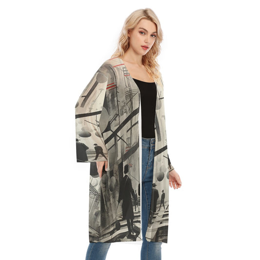 All- Over Print Women's Long Sleeve Mesh Cardigan