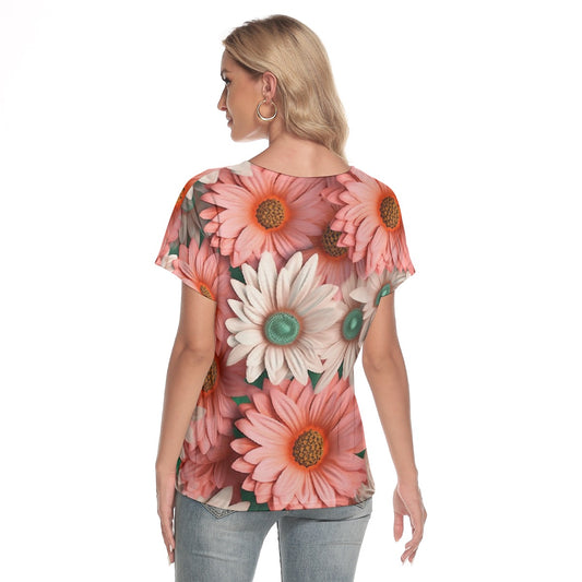 All-Over Print Women's Loose V-neck Short Sleeve T-shirt