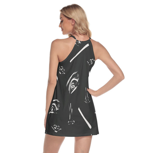 All-Over Print Women's Round Neck Above Knee Dress