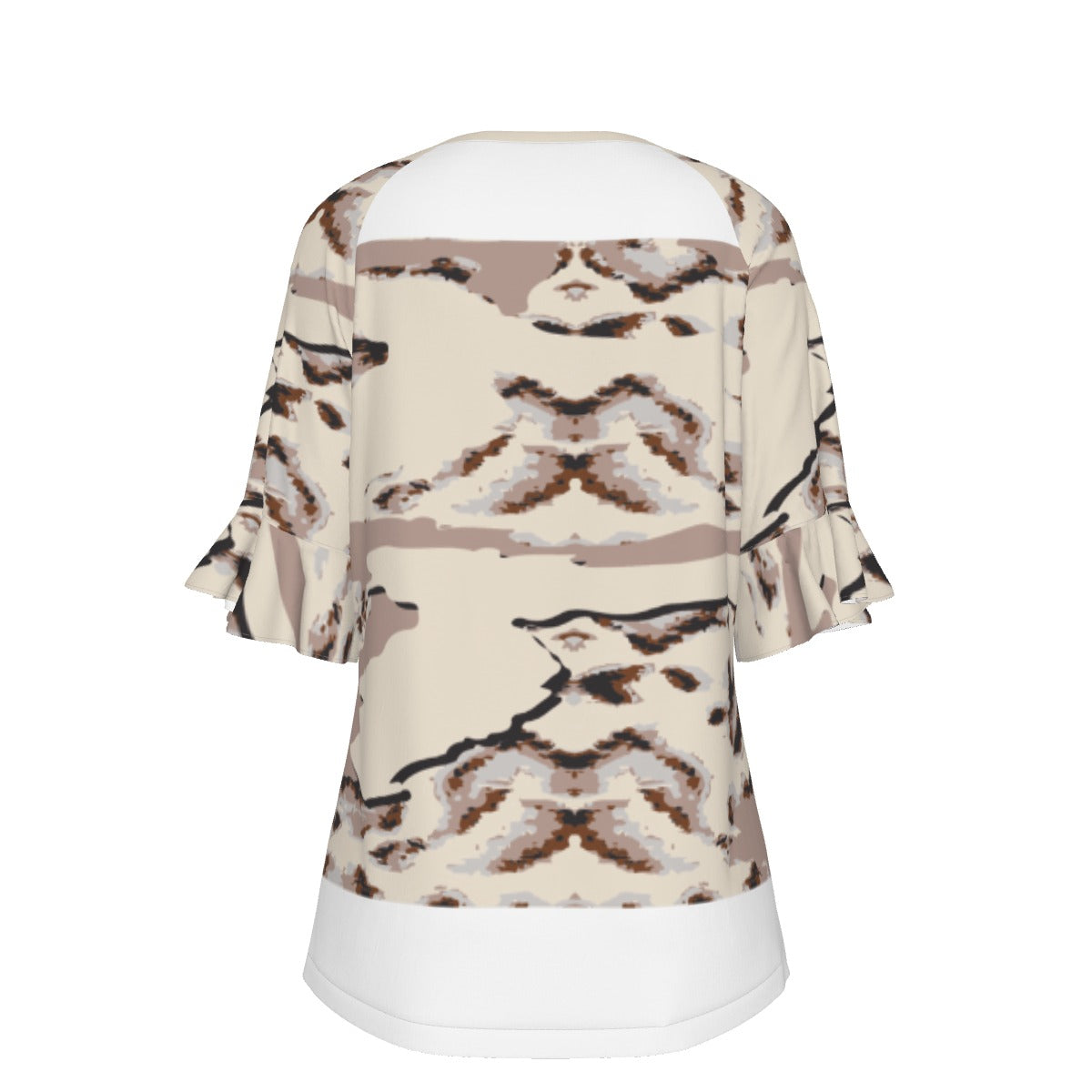 All-Over Print V-neck Women's T-shirt With Bell Sleeve