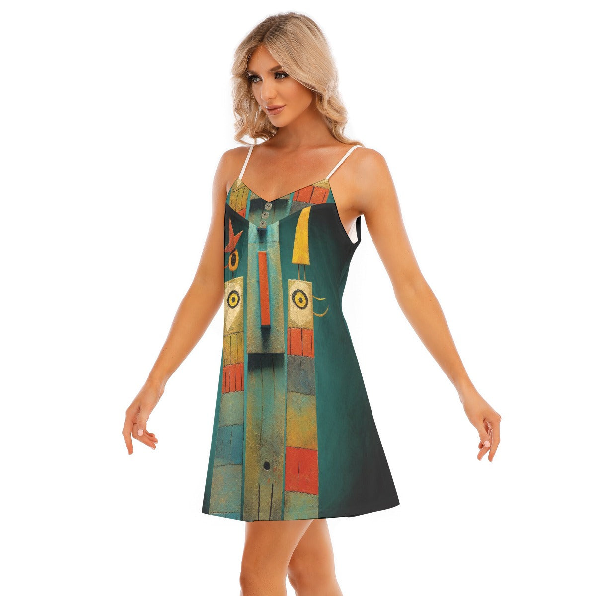 All-Over Print Women's V-neck Cami Dress