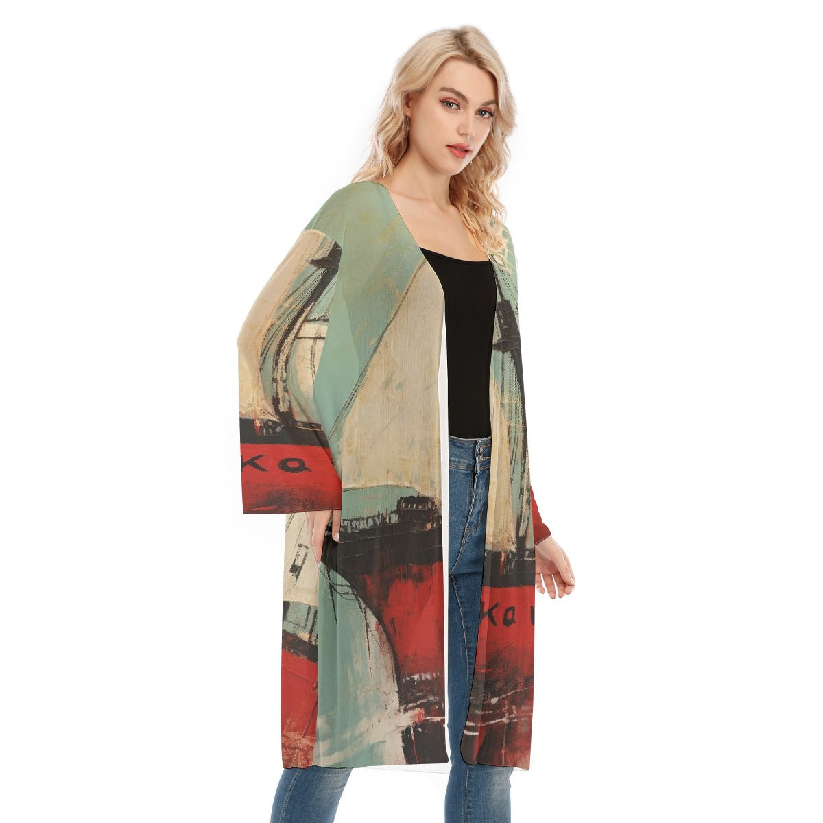 All- Over Print Women's Long Sleeve Mesh Cardigan